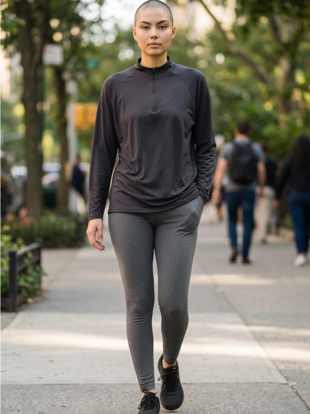 Essentials Black Women's Quarter-Zip Active Top